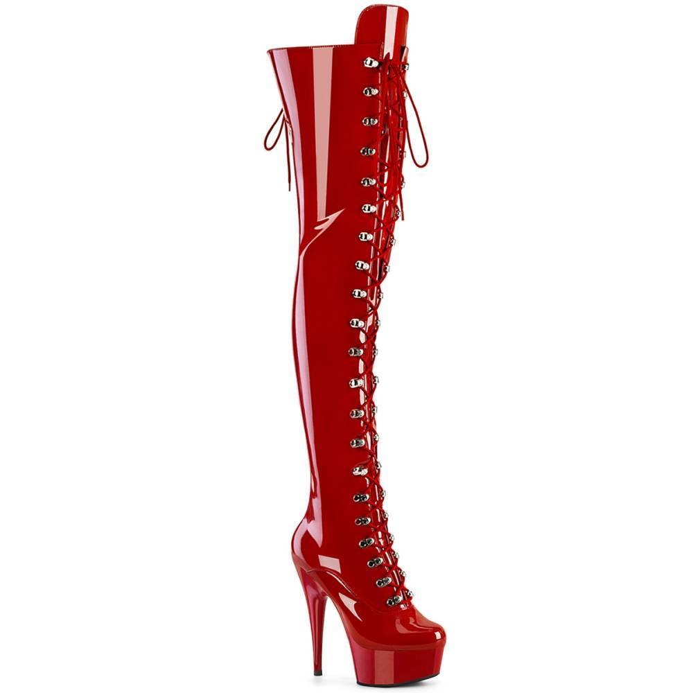 Pleaser - DELIGHT3022 Plattform Overknee Stiefel - Rot Product image